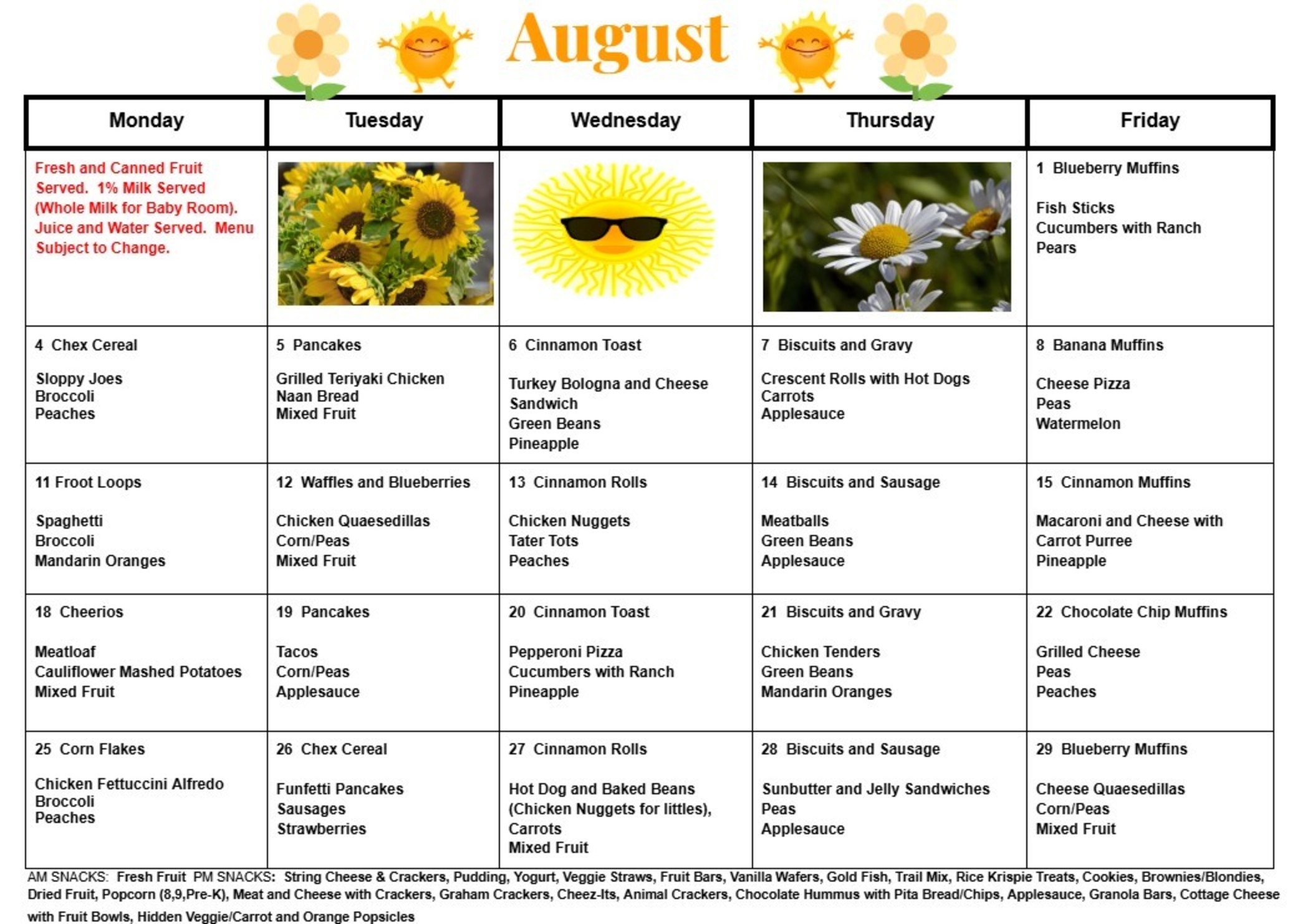 Augustmenu